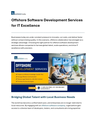 Offshore Software Development Services for IT Excellence