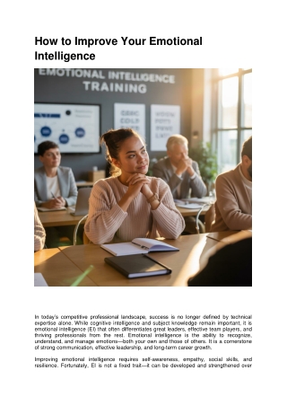 How to Improve Your Emotional Intelligence