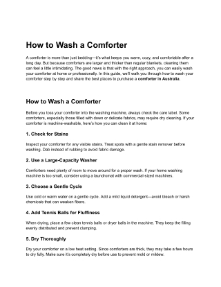 How to Wash a Comforter
