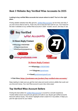 Best 3 Website Buy Verified Wise Accounts In 2025