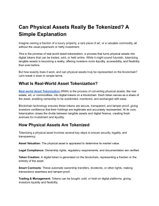 Can Physical Assets Really Be Tokenized_ A Simple Explanation