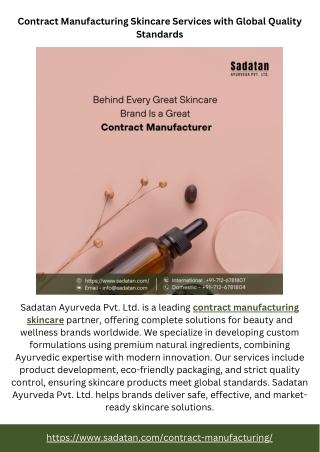 Contract Manufacturing Skincare Services with Global Quality Standards