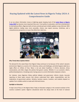 Staying Updated with the Latest News in Nigeria Today 2024: A Comprehensive Guid