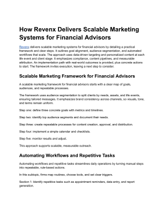 How Revenx Delivers Scalable Marketing Systems for Financial Advisors