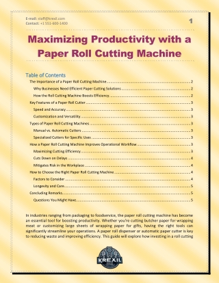 Maximizing Productivity with a Paper Roll Cutting Machine