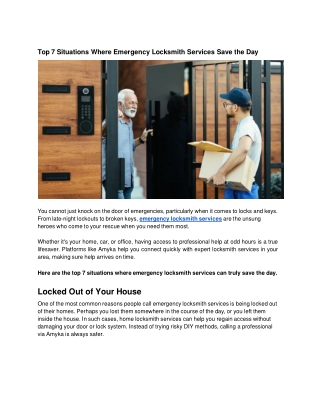 Top 7 Situations Where Emergency Locksmith Services Save the Day