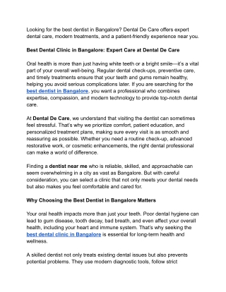 DENTAL DE CARE - ARTICLE