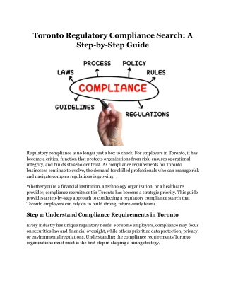 Toronto Regulatory Compliance Search A Step-by-Step Guide