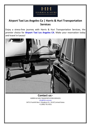 Airport Taxi Los Angeles Ca | Harris & Huri Transportation Services