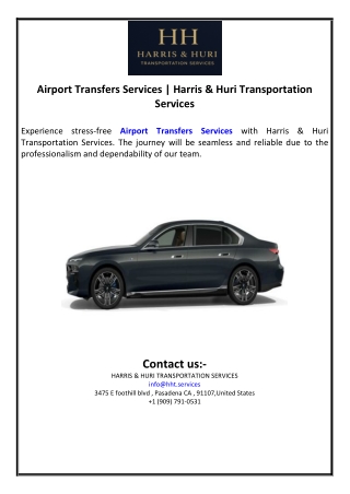 Airport Transfers Services | Harris & Huri Transportation Services