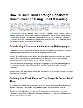 How To Build Trust Through Consistent Communication Using Email Marketing
