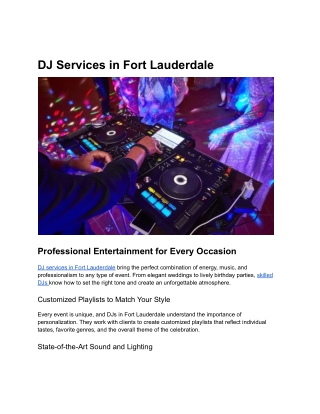 “Professional DJ Services in Fort Lauderdale for All Events”