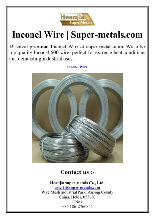 Inconel Wire  Super-metals.com