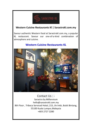 Western Cuisine Restaurants Kl  Sarastrokl.com.my