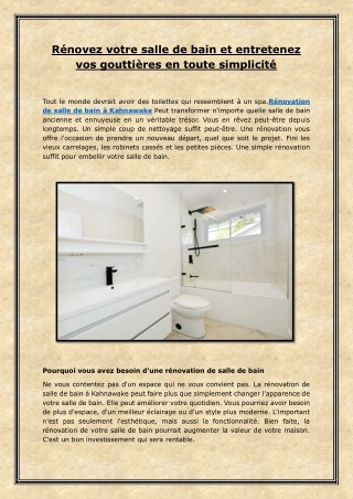 Rénovez votre salle de bain et entretenez vos gouttières en toute simplicité