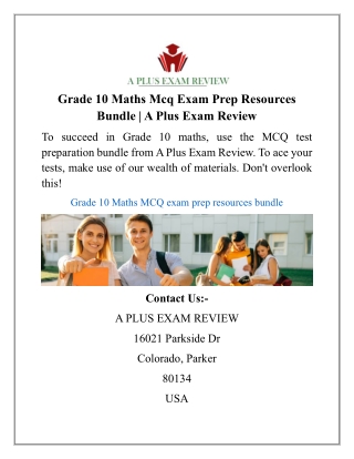 Grade 10 Maths Mcq Exam Prep Resources Bundle | A Plus Exam Review