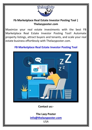 Fb Marketplace Real Estate Investor Posting Tool  Thelazyposter.com