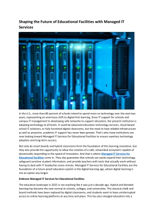 Shaping the Future of Educational Facilities with Managed IT Services