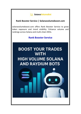 Rank Booster Service  Solanavolumeboost.com