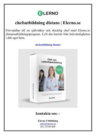 chefsutbildning distans Elerno.se