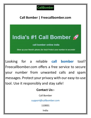 Call Bomber  Freecallbomber