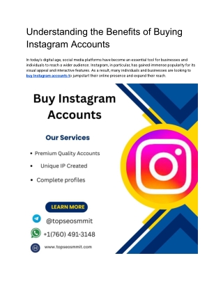 Understanding the Benefits of Buying Instagram Accounts
