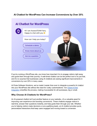 AI Chatbot for Wordpress can increase conversions by over 25% - Pulsesolutions.com
