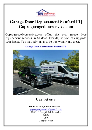 Garage Door Replacement Sanford Fl Goprogaragedoorservice.com