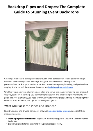 Backdrop Pipes and Drapes The Complete Guide to Stunning Event Backdrops
