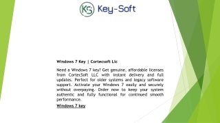 Windows 7 Key  Cortecsoft Llc