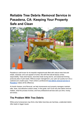 Reliable Tree Debris Removal Service in Pasadena, CA_ Keeping Your Property Safe and Clean