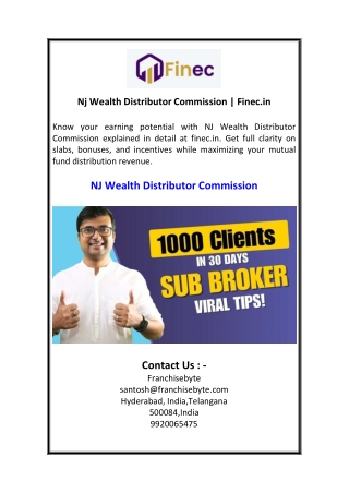 Nj Wealth Distributor Commission  Finec.in