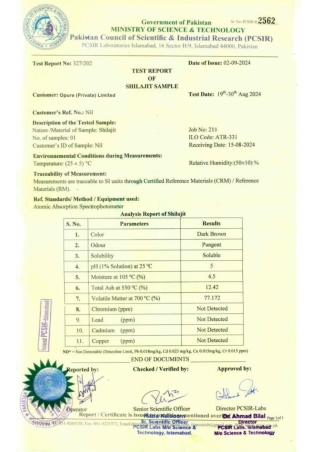 Shilajit Dubai Lab Test Report PDF