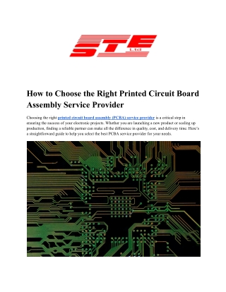 printed circuit board assembly services