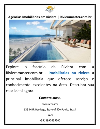 Agências Imobiliárias em Riviera  Rivieramaster.com.br