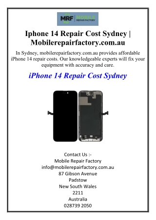 Iphone 14 Repair Cost Sydney | Mobilerepairfactory.com.au