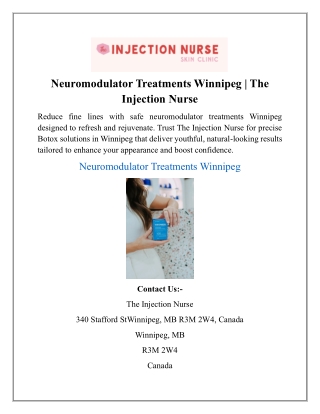 Neuromodulator Treatments Winnipeg | The Injection Nurse