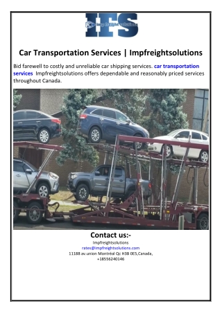 Car Transportation Services | Impfreightsolutions