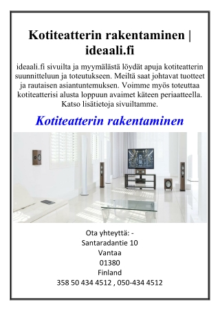 Kotiteatterin rakentaminen | ideaali.fi