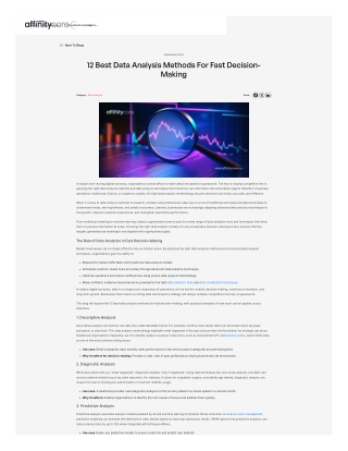 12 Best Data Analysis Methods for Fast Decision-Making