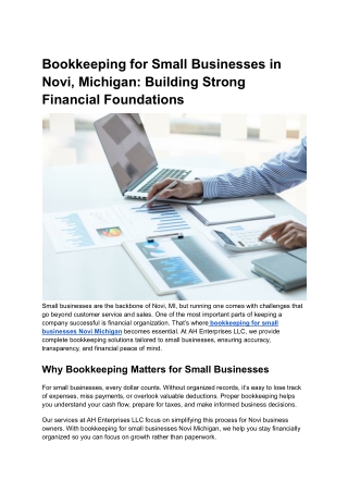 Bookkeeping for Small Businesses in Novi, Michigan_ Building Strong Financial Foundations