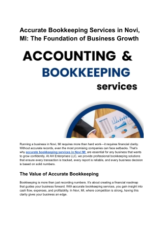 Accurate Bookkeeping Services in Novi, MI_ The Foundation of Business Growth
