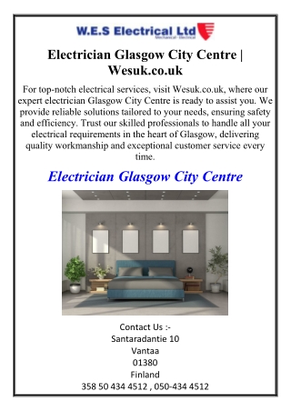 Electrician Glasgow City Centre | Wesuk.co.uk