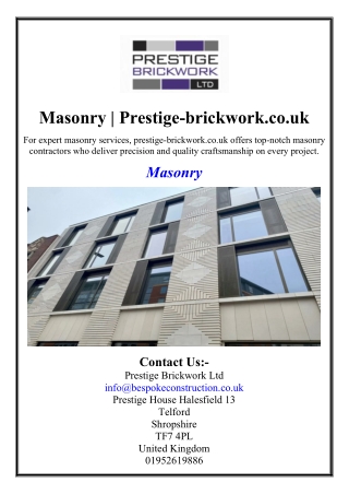 Masonry | Prestige-brickwork.co.uk