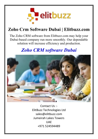Zoho Crm Software Dubai | Elitbuzz.com