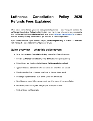 Lufthansa Cancellation Policy 2025 Refunds Fees Explained