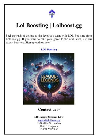 Lol Boosting  Lolboost.gg