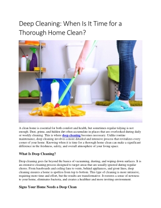 Deep Cleaning When Is It Time for a Thorough Home Clean