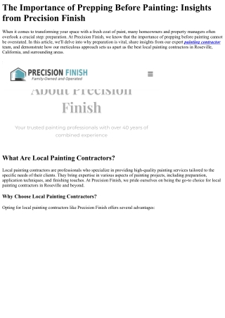 The Importance of Prepping Before Painting Insights from Precision Finish