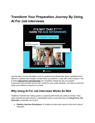 Transform Your Preparation Journey By Using AI For Job Interviews